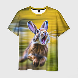Футболка мужская Крик бегущего зайца, цвет: 3D-принт