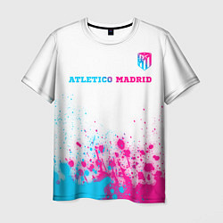 Футболка мужская Atletico Madrid neon gradient style посередине, цвет: 3D-принт