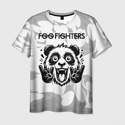 Футболка мужская Foo Fighters рок панда на светлом фоне, цвет: 3D-принт