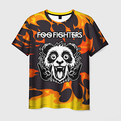 Футболка мужская Foo Fighters рок панда и огонь, цвет: 3D-принт