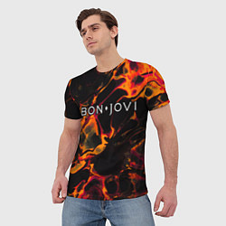 Футболка мужская Bon Jovi red lava, цвет: 3D-принт — фото 2