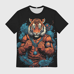 Футболка мужская Муай - Тай тигр в стойке боевые искусства, цвет: 3D-принт