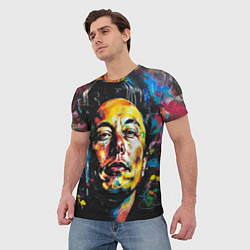 Футболка мужская Граффити портрет Илона Маска, цвет: 3D-принт — фото 2