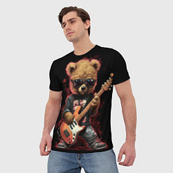 Футболка мужская Плюшевый медведь музыкант с гитарой, цвет: 3D-принт — фото 2