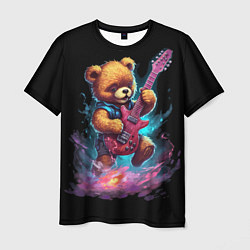 Футболка мужская Большой плюшевый медведь играет на гитаре, цвет: 3D-принт