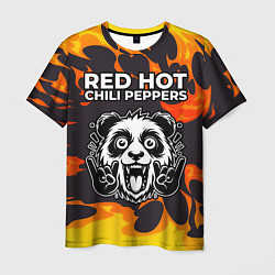 Футболка мужская Red Hot Chili Peppers рок панда и огонь, цвет: 3D-принт