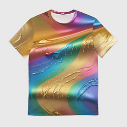 Футболка мужская Жидкий радужный металл, цвет: 3D-принт
