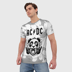 Футболка мужская AC DC рок панда на светлом фоне, цвет: 3D-принт — фото 2