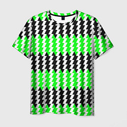 Футболка мужская Вертикальные чёрно-зелёные полосы, цвет: 3D-принт