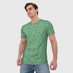 Футболка мужская Яркий зеленый однотонный цветочный узор, цвет: 3D-принт — фото 2