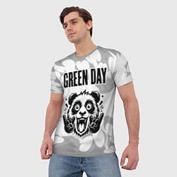 Футболка мужская Green Day рок панда на светлом фоне, цвет: 3D-принт — фото 2