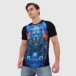 Футболка мужская Ледяной синий супер русский медведь со звездой гер, цвет: 3D-принт — фото 2
