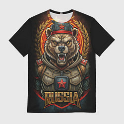 Футболка мужская Военный русский медведь, цвет: 3D-принт