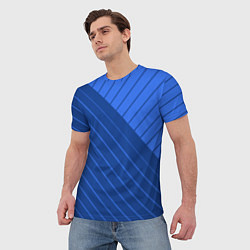Футболка мужская Сине-голубой косые полосы, цвет: 3D-принт — фото 2