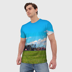 Футболка мужская Пригородный пейзаж, цвет: 3D-принт — фото 2