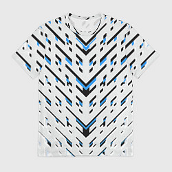 Футболка мужская Black and blue stripes on a white background, цвет: 3D-принт