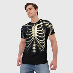 Футболка мужская Человеческий скелет на черном фоне, цвет: 3D-принт — фото 2