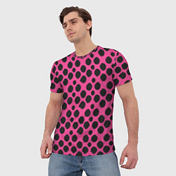 Футболка мужская Гороховый тренд черный на розовом фоне, цвет: 3D-принт — фото 2