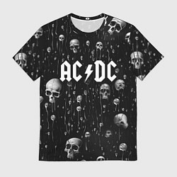 Футболка мужская AC DC - черепа с подтеками, цвет: 3D-принт