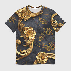 Футболка мужская Золотые объемные узоры на ткани, цвет: 3D-принт