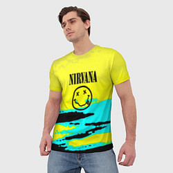Футболка мужская Nirvana краски кислотные, цвет: 3D-принт — фото 2