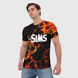Футболка мужская The Sims red lava, цвет: 3D-принт — фото 2