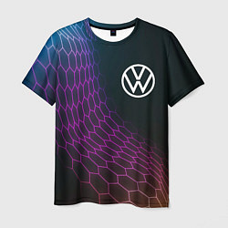Футболка мужская Volkswagen neon hexagon, цвет: 3D-принт