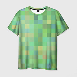 Футболка мужская Пиксели в зеленом, цвет: 3D-принт