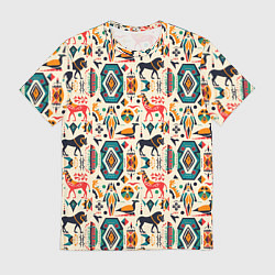 Мужская футболка Африканские узор лев и жираф