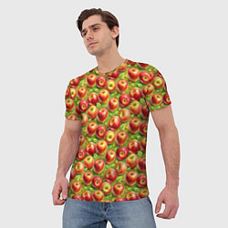 Футболка мужская Румяные яблоки паттерн, цвет: 3D-принт — фото 2