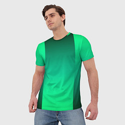 Футболка мужская Яркий зеленый градиентный комбинированный фон, цвет: 3D-принт — фото 2
