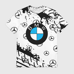 Футболка мужская BMW x Mercedes краски, цвет: 3D-принт