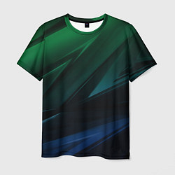 Футболка мужская Зелено-синие абстрактные объемные полосы, цвет: 3D-принт