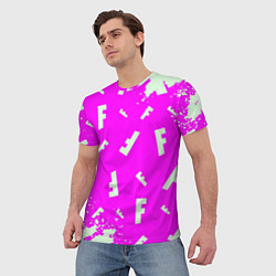 Футболка мужская Fortnite pattern pink, цвет: 3D-принт — фото 2