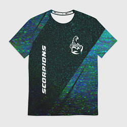Футболка мужская Scorpions glitch blue, цвет: 3D-принт