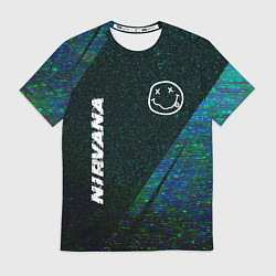 Футболка мужская Nirvana glitch blue, цвет: 3D-принт