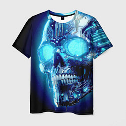 Футболка мужская Neon cyber skull - ai art, цвет: 3D-принт