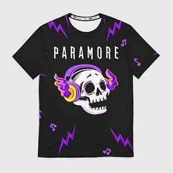 Футболка мужская Paramore неоновый череп, цвет: 3D-принт