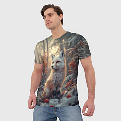 Футболка мужская Лис в зимнем лесу, цвет: 3D-принт — фото 2