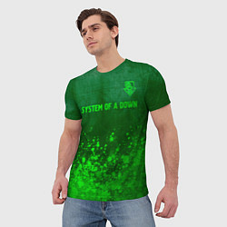 Футболка мужская System of a Down - green gradient посередине, цвет: 3D-принт — фото 2