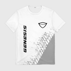 Футболка мужская Genesis speed на светлом фоне со следами шин верти, цвет: 3D-принт