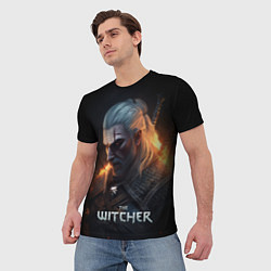 Футболка мужская The Witcher and fire, цвет: 3D-принт — фото 2