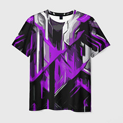 Футболка мужская White and purple abstraction on a black background, цвет: 3D-принт