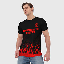 Футболка мужская Manchester United - red gradient посередине, цвет: 3D-принт — фото 2