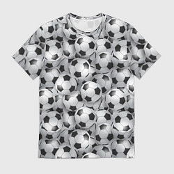 Футболка мужская Футбольные мячи паттерн, цвет: 3D-принт