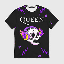 Футболка мужская Queen неоновый череп, цвет: 3D-принт