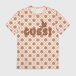 Футболка мужская Гусси - узор в стиле Гучи, цвет: 3D-принт