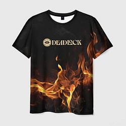 Футболка мужская Deadlock logo на фоне огня, цвет: 3D-принт