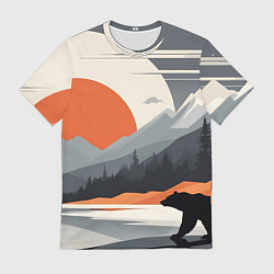 Мужская футболка Горы медведь геометрия