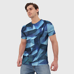Футболка мужская Искаженная синяя геометрия, цвет: 3D-принт — фото 2